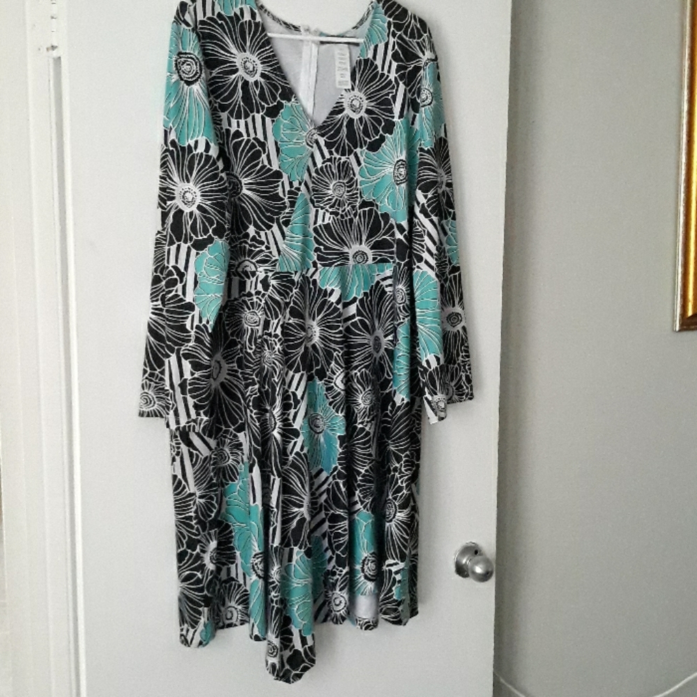 Aqua Blue & Navy Blue Dress